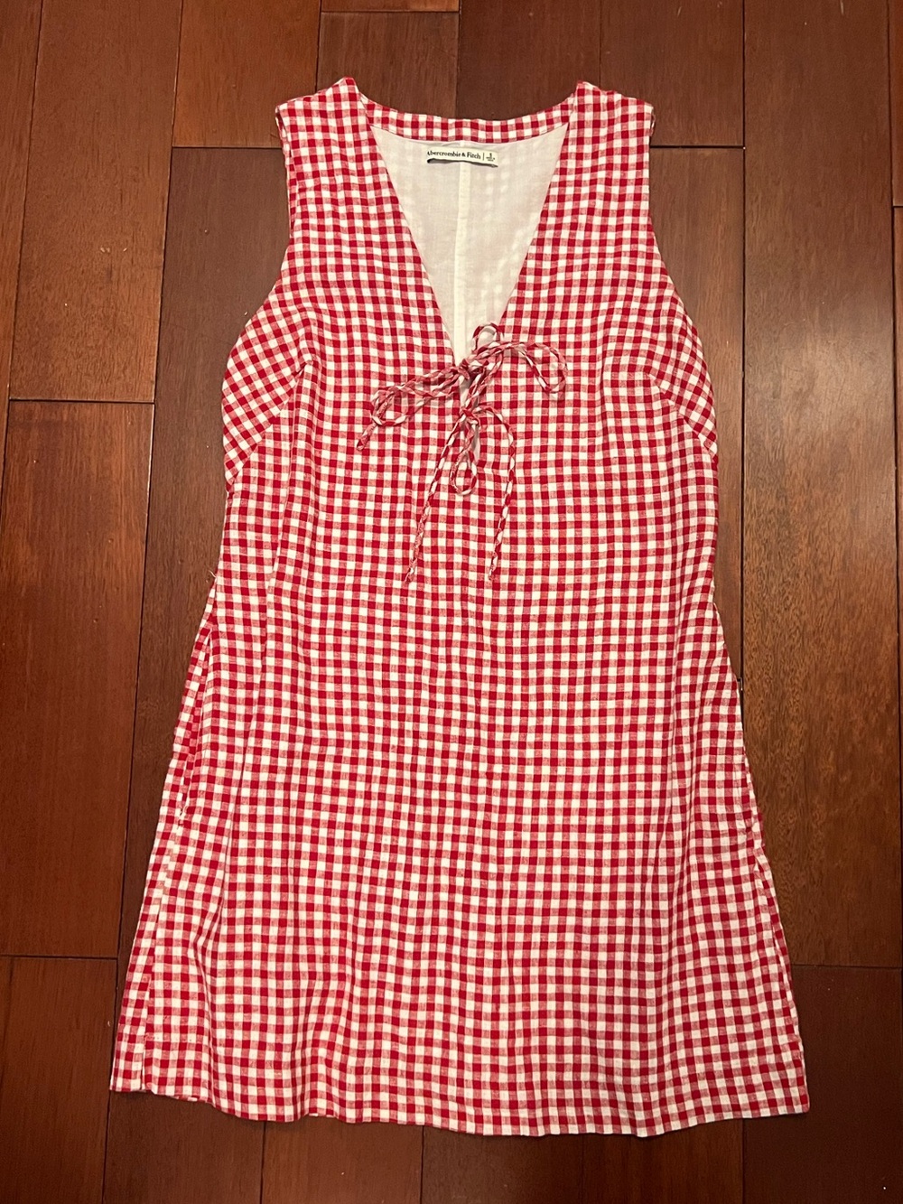 Abercrombie Red Gingham Tie Front Dress
